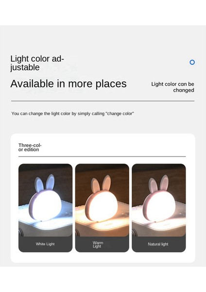 2pcs USB Okuma Lambası, Mini Tavşan Gece Işığı, Akıllı Ses 3 Renkli Masa Lambası Yatak Odası Çocuk Odası Pembe + Beyaz (Yurt Dışından) indirimleri