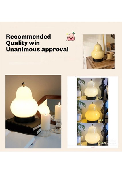 Fransız Krem ​​armut Masa Lambası Başucu Minimalist Oturma Odası Şarj Edilebilir Lamba Ambiyans Dekoratif Gece Lambası Sarı (Yurt Dışından) indirimleri