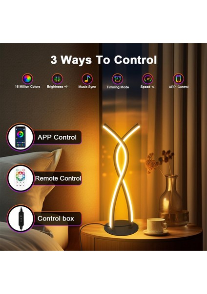 LED Masa Lambası Rgbic+W Renk Değiştirilebilir Uzak Müzik Senkronizasyonu Akıllı Bluetooth Uygulama Kontrol Yatak Odası Gece Işığı (Yurt Dışından)