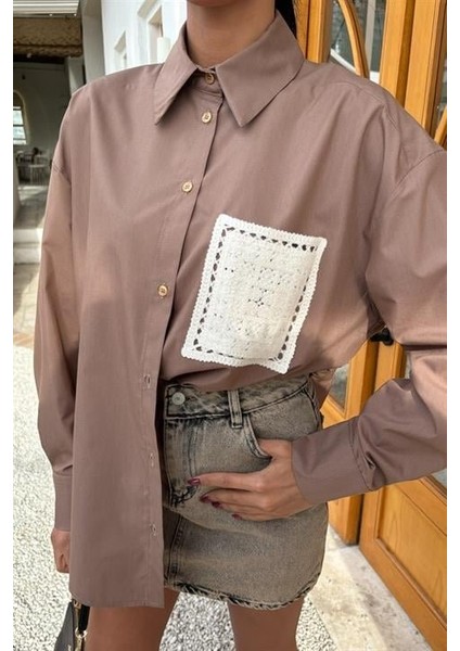Süzine Cepli Arkası Yırtmaçlı Oversize Gömlek 3420 indirimleri