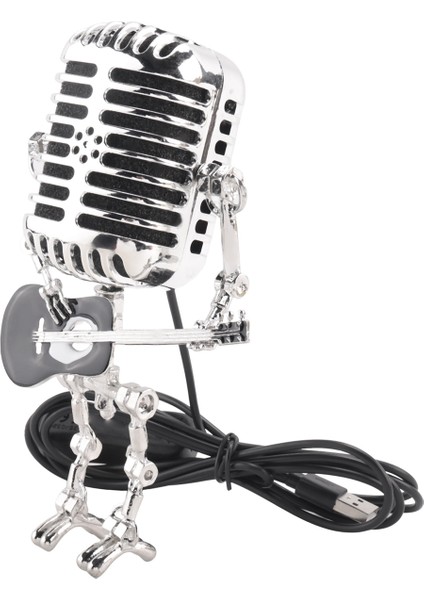 Retro tarzı vintage mikrofon robot masa lambası, vintage mikrofon robot dokunmatik dimmer lamba masa lambası siyah (Yurt Dışından) modelleri