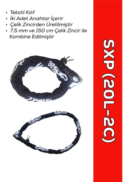 Zincir Kilit 150CM (20L-2C) - Hırsızlığa Karşı Yüksek Güvenlik