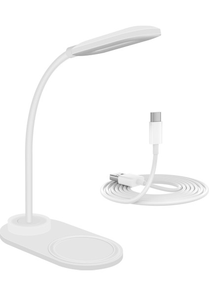 Kablosuz Şarj Cihazı ile Dimmable LED Masa Lambası, Kablosuz Şarj Masası Işık Esnek Döndürme Pres Kontrol Gece Işığı (Yurt Dışından)