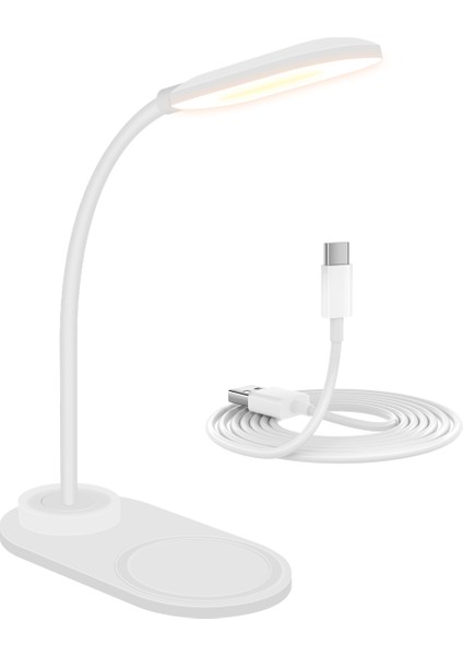 Kablosuz Şarj Cihazı ile Dimmable LED Masa Lambası, Kablosuz Şarj Masası Işık Esnek Döndürme Pres Kontrol Gece Işığı (Yurt Dışından) modelleri