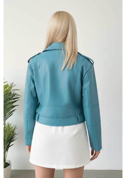 Kadın Fermuar ve Kemer Detaylı Deri Ceket fırsatları