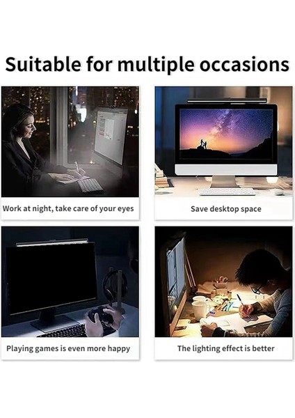 Monitör Işık Çubuğu, LED Masa Lambası Dimmable Bilgisayar Lambası Göze Bakım Lambası USB Okuma Işık Arka Işık Ekran Işık Çubuğu (Yurt Dışından)