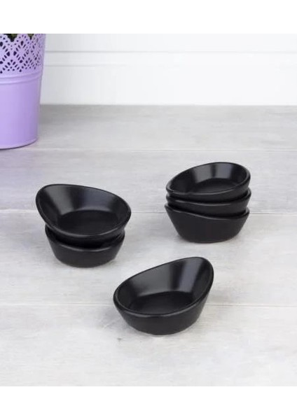 Mat Siyah 6'lı Mini Sosluk/lokumluk 8cm