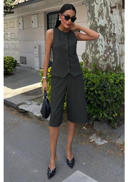 Aesco Midi Şortlu ve Yelekli Viscon Takım 10167 fiyatları