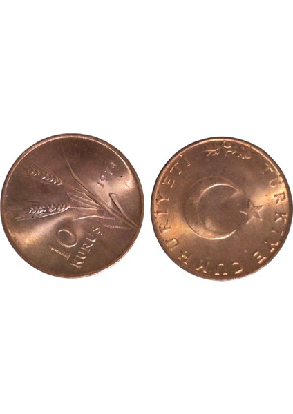 1974 Yılı 10 Kuruş Çil Ters Düz Takım