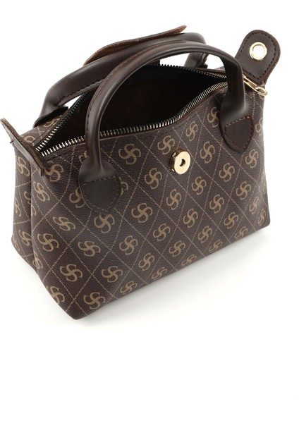 Monogram Baskılı Kahverengi SHK135 Suni Deri, Tek Bölmeli, Çift Askılı El, Kol ve Çapraz Omuz Çantası indirimleri