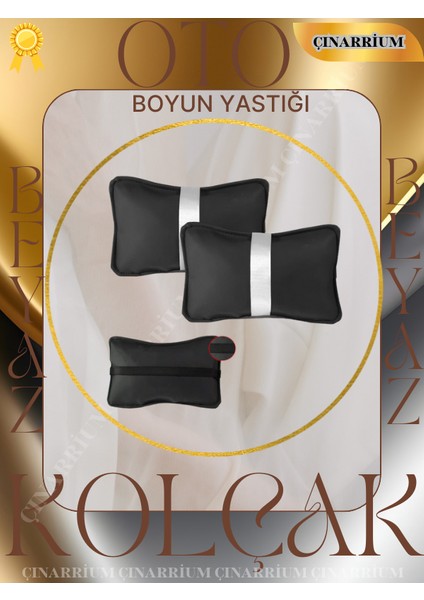 Bmw 2 Serisi F46 Gran Tourer 2015 ve Sonrası 7 Kişi Oto Koltuk Beyaz Şerit Boyun Yastığı 2 Adet modelleri