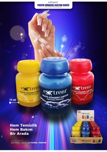 Pratik Süngerli Aseton - Limon Kokulu Hızlı Oje Çıkarıcı 75 ml indirimleri