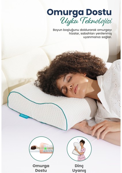 Yüksek Çift Boyun Destekli Ortopedik Visco Yastık 60X40X14-12CM fiyatları