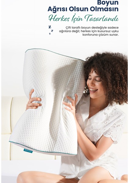 Yüksek Çift Boyun Destekli Ortopedik Visco Yastık 60X40X14-12CM indirimleri