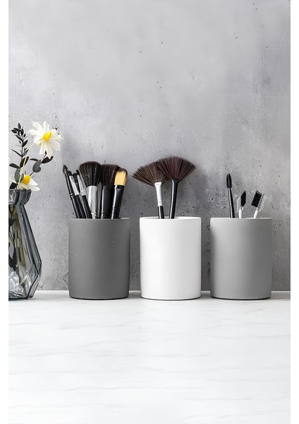 Dekoratif Beton Kalemlik 3’lü Set | Minimalist Organizer, Vazo, Saksı ve Diş Fırçalık fiyatları