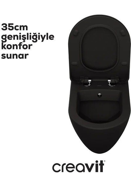 Terra Asma Klozet (TP325.SM) Mat Siyah + Duck Yavaş Kapanan Kapak Mat Siyah 2'li Set fırsatları