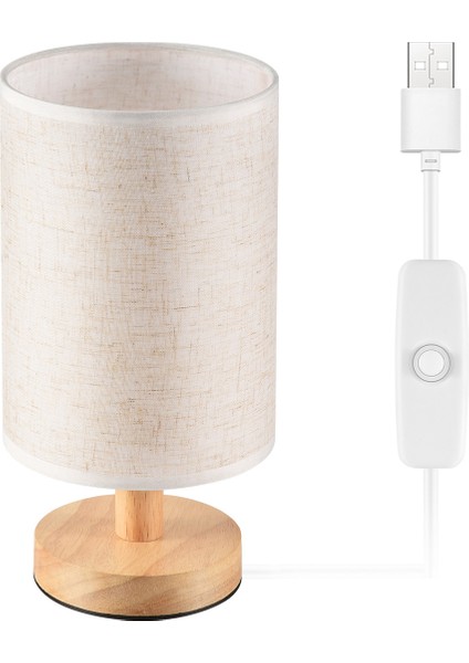 DC5V Yuvarlak Başucu Masa Lambası Kumaş Gölge ve Yatak Odası Için Masif Ahşap, Oturma Odası Modern Ofis ile Komodin (Yurt Dışından) modelleri