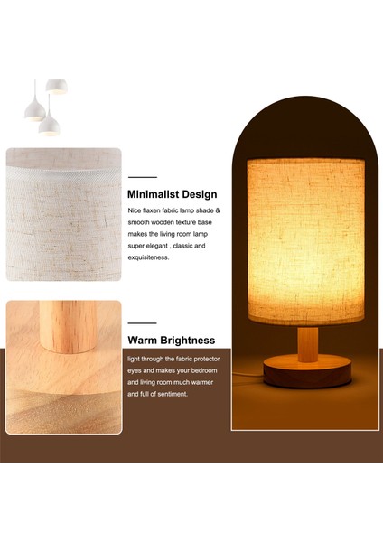 DC5V Yuvarlak Başucu Masa Lambası Kumaş Gölge ve Yatak Odası Için Masif Ahşap, Oturma Odası Modern Ofis ile Komodin (Yurt Dışından) fırsatları