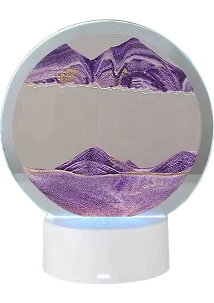 3D Akan Kum Boya USB Masa Lambası, Mobil Kum Saati Derin Deniz Kumanda Kum Boya Gece Işığı, Mor (Yurt Dışından)