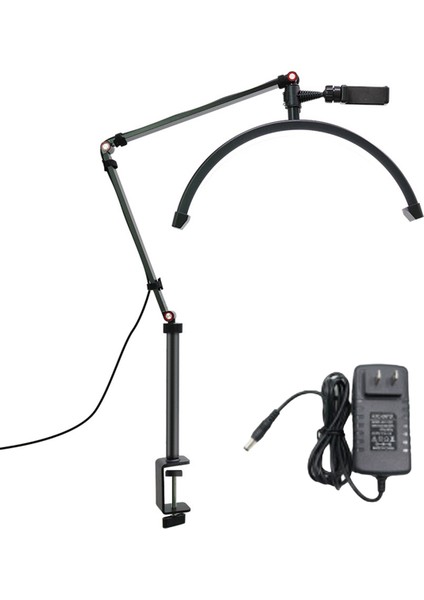 20W 16INCH U Şeklinde LED Yarım Ay Güzellik Lambası Yüzük Kaş Dövme Güzellik Salon Kirpik Uzatma Lambası Siyah Abd Fiş (Yurt Dışından)