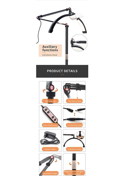 20W 16INCH U Şeklinde LED Yarım Ay Güzellik Lambası Yüzük Kaş Dövme Güzellik Salon Kirpik Uzatma Lambası Siyah Abd Fiş (Yurt Dışından) fırsatları