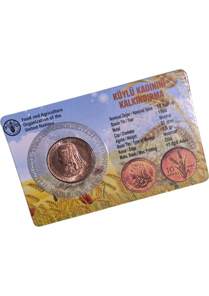 1980 Yılı Fao Köylü Kadını Kalkındırma Çil 10 Kuruş