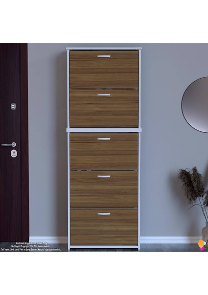 Ikra Antre Ceviz Renk Ayakkabılık 5 Düşer Kapak 10 Göz Bölmeli Ayakkabılık 72X194X 26 cm modelleri