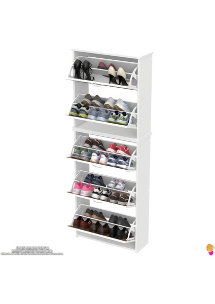 Ikra Antre Ceviz Renk Ayakkabılık 5 Düşer Kapak 10 Göz Bölmeli Ayakkabılık 72X194X 26 cm fırsatları