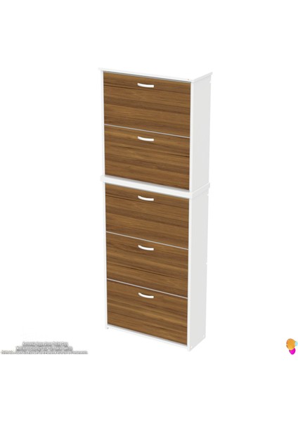 Ikra Ceviz Renk Asma Ayakkabılık Kapı Önü 5 Düşer Kapak 10 Göz Bölmeli Ayakkabılık 72X194X 26 cm