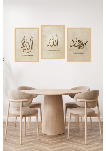 ✨ Allahu Ekber – Elhamdülillah – Sübhanallah Yazılı Çerçeve Görünümlü Tablo Seti ✨🌟 CRVS1195 13 x 17 fiyatları