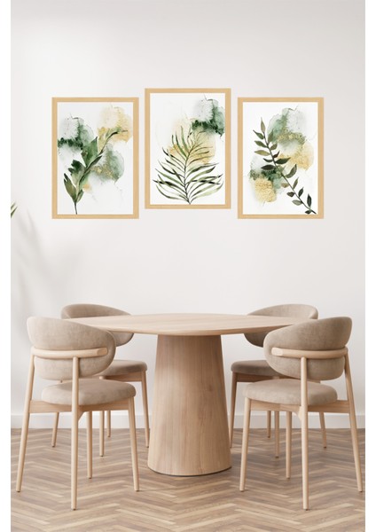 🌿doğal Yeşil Yapraklar Temalı Çerçeve Görünümlü 3’lü Tablo Seti ✨ CRVS1102 21 x 30 fiyatları