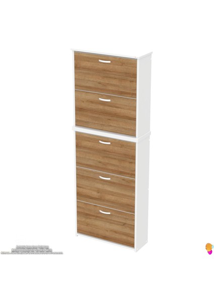 Ikra Meşe Renk Asma Ayakkabılık Kapı Önü 72 cm 5 Düşer Kapak 10 Göz Bölme Ayakkabılık 72X194X26 cm indirimleri