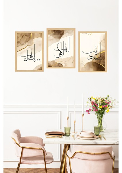 🕋 “allah, Allahu Ekber, Sübhanallah” Yazılı Çerçeve Görünümlü 3’lü Tablo Seti🌟 CRVS1089 13 x 17 fırsatları