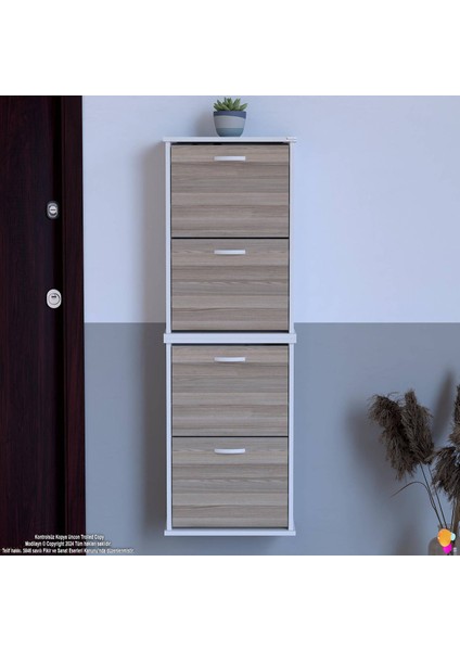 Asaf 2 Li Cordoba Renk Asma Ayakkabılık Antre 4 Düşer Kapak 8 Göz Bölme Ayakkabılık 52X148X25,5 cm modelleri