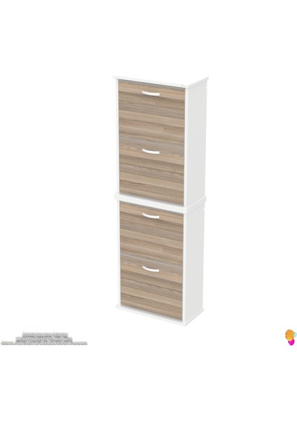 Asaf 2 Li Cordoba Renk Asma Ayakkabılık Antre 4 Düşer Kapak 8 Göz Bölme Ayakkabılık 52X148X25,5 cm fırsatları