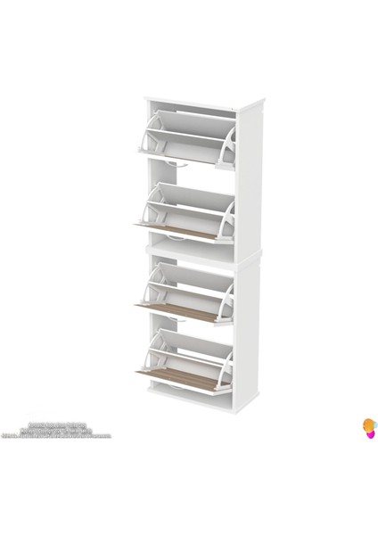 Asaf 2 Li Cordoba Renk Asma Ayakkabılık Antre 4 Düşer Kapak 8 Göz Bölme Ayakkabılık 52X148X25,5 cm indirimleri