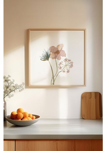 🌸 Doğal Çiçek Desenli 3’lü Tablo Seti | Çam Çerçeve Mdf Uv Baskı Varyantlı KR4042 23 x 23 indirimleri