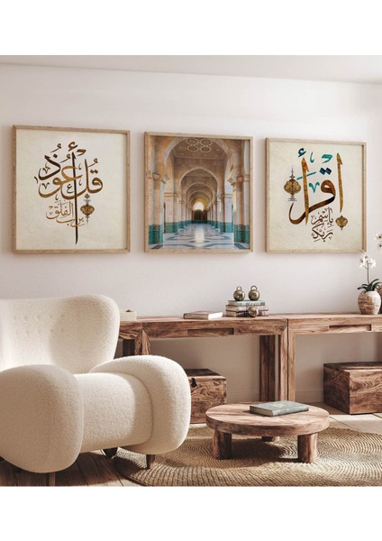 🕌 3’lü Islami Ahşap Çerçeveli Mdf Tablo Seti – Uv Baskılı, 3 Ebat Seçeneği ile KR4067 23 x 23 indirimleri