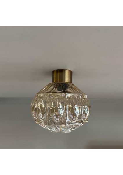 Şila Cam Bal Rengi Tekli Avize Plafonyer Retro Sarkıt Lamba Salon Aydınlatma modelleri