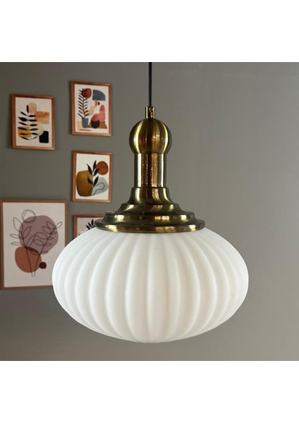 Elegant Beyaz Cam Tekli Avize Eskitme Long Knob Başlık Sarkıt Lamba Restoran Salon Aydınlatma modelleri