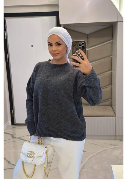 Kadın Antrasit Yumoş Basıc Kazak