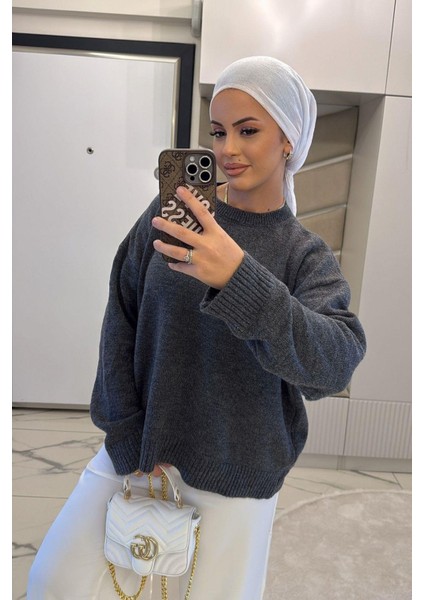 Kadın Antrasit Yumoş Basıc Kazak fiyatları