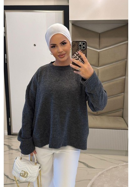 Kadın Antrasit Yumoş Basıc Kazak fırsatları