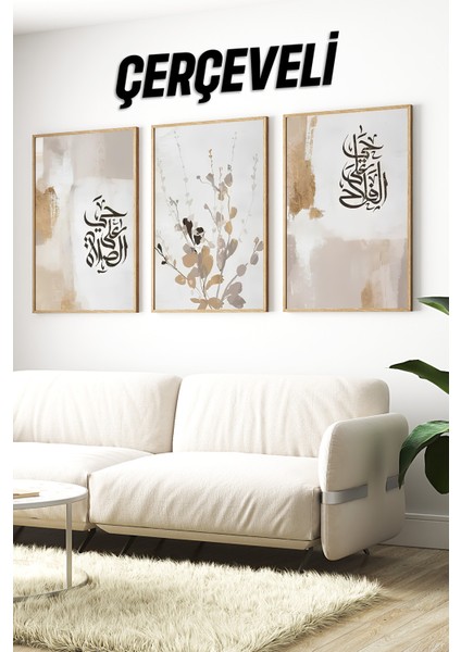 📿 Manevi Dokunuşlu 3’lü Tablo Seti 🌿 CRV1113 23 x 32