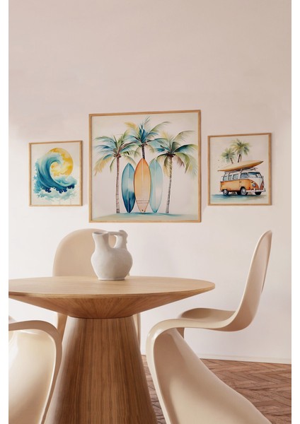 🏄‍♀️ Tropik & Sörf – Dalga – Karavan Temalı 3’lü Mdf Ahşap Tablo Seti (23X23 cm & 42X42 Cm) 4242121 42 cm fırsatları