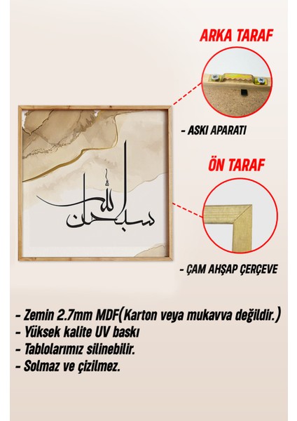 Ahşap Çerçeveli Mdf Kare Tek Tablo (Kendi Tablo Setinizi Oluşturacağınız Liste) Islami1 23 x 23 Çerçeveli TX1059