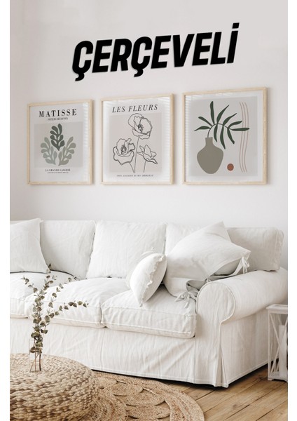 Ahşap Çerçeveli Mdf Kare Tablo Seti Salon ve Oturma Odası Için KR4028 23 x 23