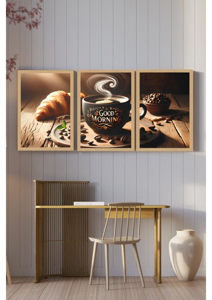 ☕ Rustik Sabah – Good Morning Yazılı 3’lü Mdf Uv Baskılı Tablo Seti (3 Ebat Seçeneği) CRVS1023 13 x 17 fiyatları