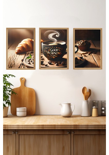 ☕ Rustik Sabah – Good Morning Yazılı 3’lü Mdf Uv Baskılı Tablo Seti (3 Ebat Seçeneği) CRVS1023 13 x 17 fırsatları