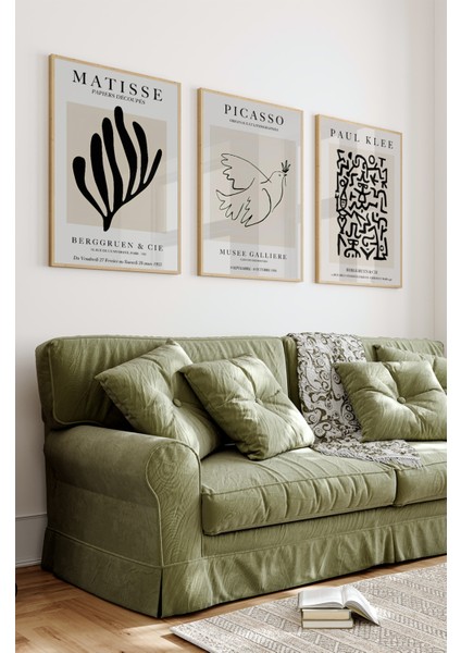 Dekorize Mdf Tablo Seti 3 Parça 3 mm -Çerçeveli Tablo Seti Salon Oturma Odası Için Duvar Dekoru 3008 23 x 32